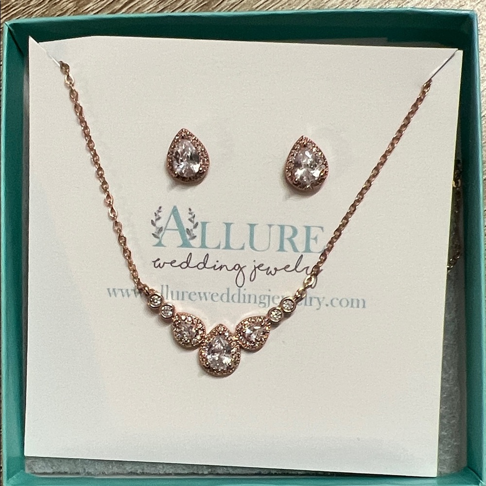 Allure Rose Gold Necklace with Sparkling Stones